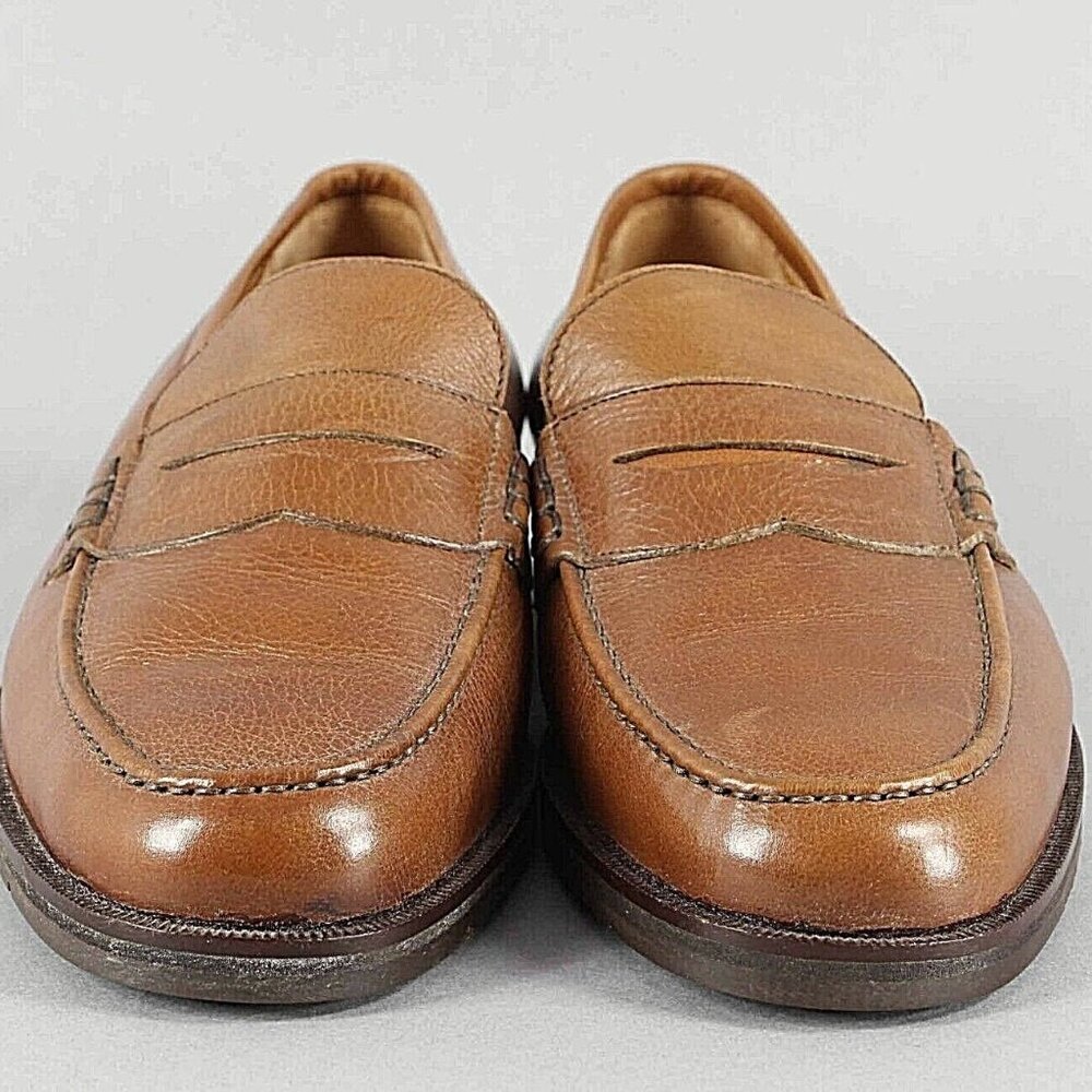 Dawjnson Sz 43.5 Handmade Cognac Brown Leather Men's Loafers - Picture 4 of 10